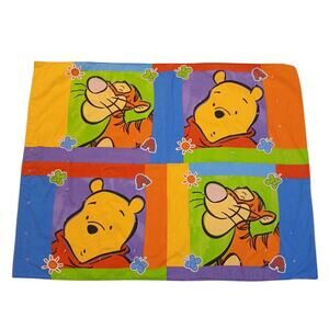 Vtg Spring Disney‎ Winnie the Pooh Tigger Baby Toddler 41x32 Cotton Fabric Quilt
